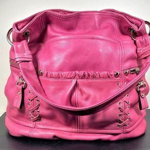 Designer B Makowsky Soft Leather Pink Large Handbag Lots of Pockets!